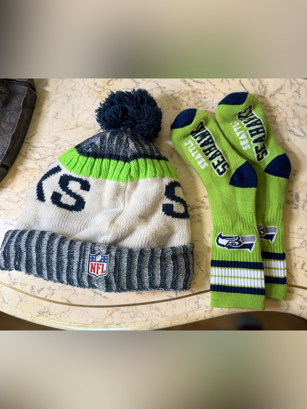 Seattle Seahawks Beanie and Socks Set - Picture 3 of 4